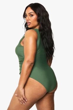 boohoo Maillot De Bain Grande Taille Gainant À Une Épaule<Femme Maillots De Bain|Tenues De Plage