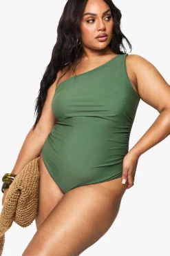 boohoo Maillot De Bain Grande Taille Gainant À Une Épaule<Femme Maillots De Bain|Tenues De Plage