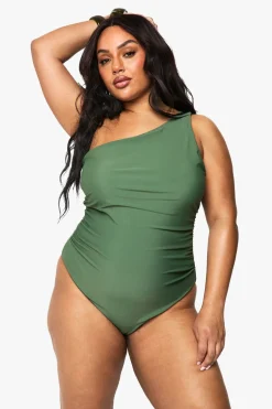 boohoo Maillot De Bain Grande Taille Gainant À Une Épaule<Femme Maillots De Bain|Tenues De Plage