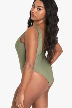 boohoo Maillot De Bain Grande Taille Essentiel À Encolure Carrée<Femme Maillots De Bain|Tenues De Plage