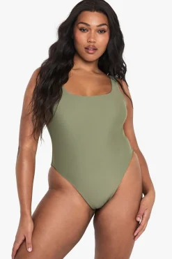 boohoo Maillot De Bain Grande Taille Essentiel À Encolure Carrée<Femme Maillots De Bain|Tenues De Plage
