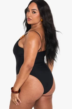 Maillot De Bain Grande Taille Asymétrique Avec Pierre Résine