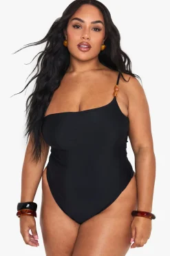Maillot De Bain Grande Taille Asymétrique Avec Pierre Résine