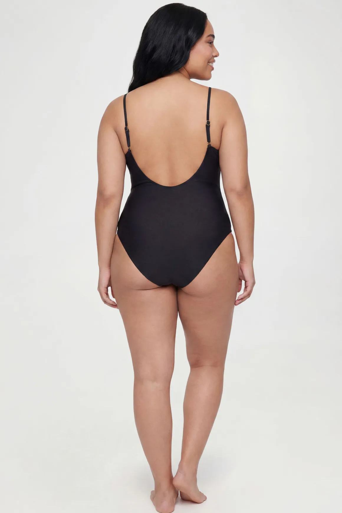 Maillot De Bain Grande Taille Encolure Carrée Détails Dorés