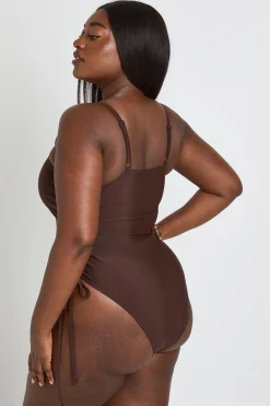 Maillot De Bain Grande Taille À Fronces Latérales Et Contrôle Du Ventre