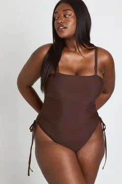 Maillot De Bain Grande Taille À Fronces Latérales Et Contrôle Du Ventre