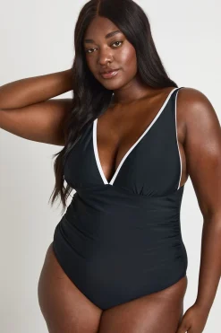 Maillot De Bain Grande Taille Plongeant Gainant