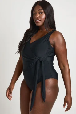 boohoo Maillot De Bain Grande Taille À Détail Cache-cœur Et Contrôle Du Ventre<Femme Maillots De Bain|Tenues De Plage