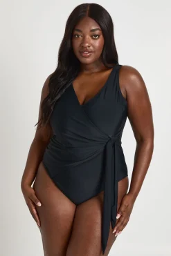 boohoo Maillot De Bain Grande Taille À Détail Cache-cœur Et Contrôle Du Ventre<Femme Maillots De Bain|Tenues De Plage