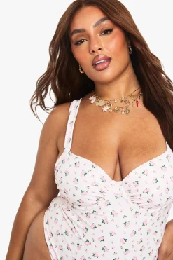 Maillot De Bain Grande Taille À Armatures Avec Fronces Et Imprimé Fleuri Ditsy Essentials