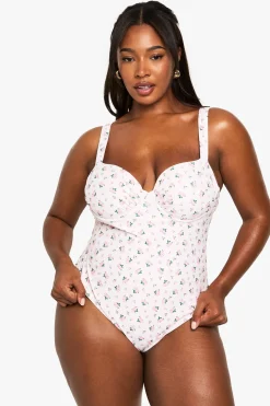Maillot De Bain Grande Taille À Armatures Avec Fronces Et Imprimé Fleuri Ditsy Essentials
