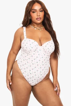 Maillot De Bain Grande Taille À Armatures Avec Fronces Et Imprimé Fleuri Ditsy Essentials