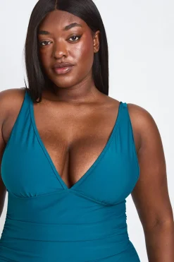 Maillot De Bain Grande Taille Plongeant Avec Contrôle Du Ventre