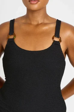 Maillot De Bain Grande Taille À Encolure Arrondie Avec Détails Ornementaux Et Texture Gaufrée