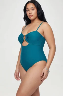Maillot De Bain Grande Taille Avec Détail Anneau Et Découpe Cache-cœur