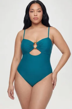Maillot De Bain Grande Taille Avec Détail Anneau Et Découpe Cache-cœur