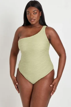 Maillot De Bain Grande Taille Texturé Asymétrique Une Épaule
