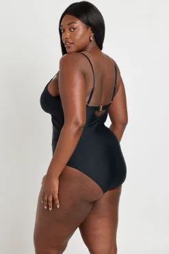 boohoo Maillot De Bain Grande Taille Gainant Avec Décolleté Plongeant Et Découpe<Femme Maillots De Bain|Tenues De Plage