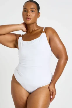 Maillot De Bain Grande Taille À Encolure Ronde Avec Détails Ornementaux