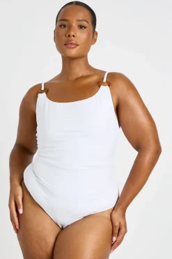 Maillot De Bain Grande Taille À Encolure Ronde Avec Détails Ornementaux