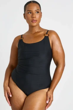 Maillot De Bain Grande Taille À Encolure Arrondie Avec Détail D'anneaux