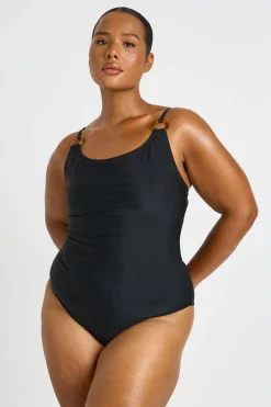Maillot De Bain Grande Taille À Encolure Arrondie Avec Détail D'anneaux