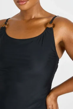 Maillot De Bain Grande Taille À Encolure Arrondie Avec Détail D'anneaux