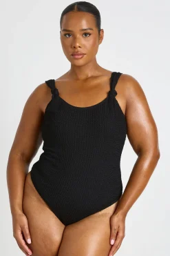 Maillot De Bain Grande Taille À Texture Crinkle Avec Détail Noué