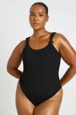 Maillot De Bain Grande Taille À Texture Crinkle Avec Détail Noué