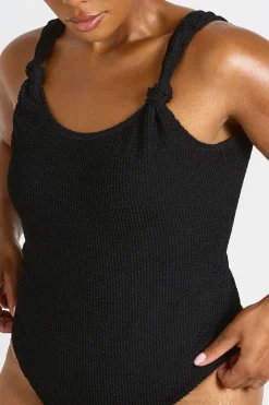 Maillot De Bain Grande Taille À Texture Crinkle Avec Détail Noué