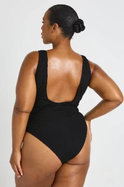 Maillot De Bain Grande Taille À Texture Crinkle Avec Détail Noué