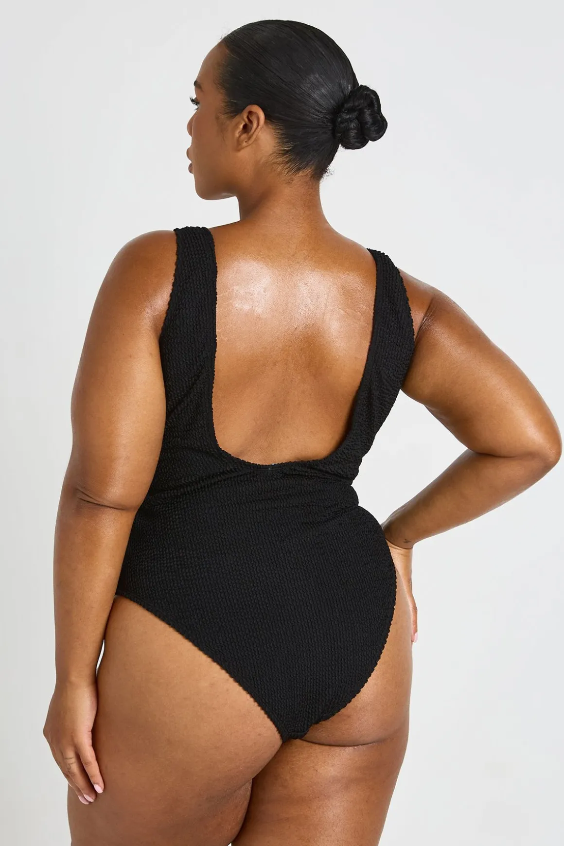 Maillot De Bain Grande Taille À Texture Crinkle Avec Détail Noué