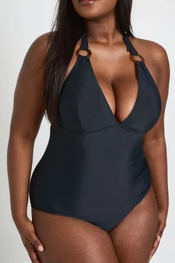 Maillot De Bain Grande Taille Décolleté Plongeant Avec Détail D'anneau