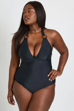 Maillot De Bain Grande Taille Décolleté Plongeant Avec Détail D'anneau