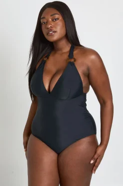 Maillot De Bain Grande Taille Décolleté Plongeant Avec Détail D'anneau