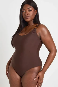 Maillot De Bain Grande Taille Encolure Dégagée Avec Détail De Garniture