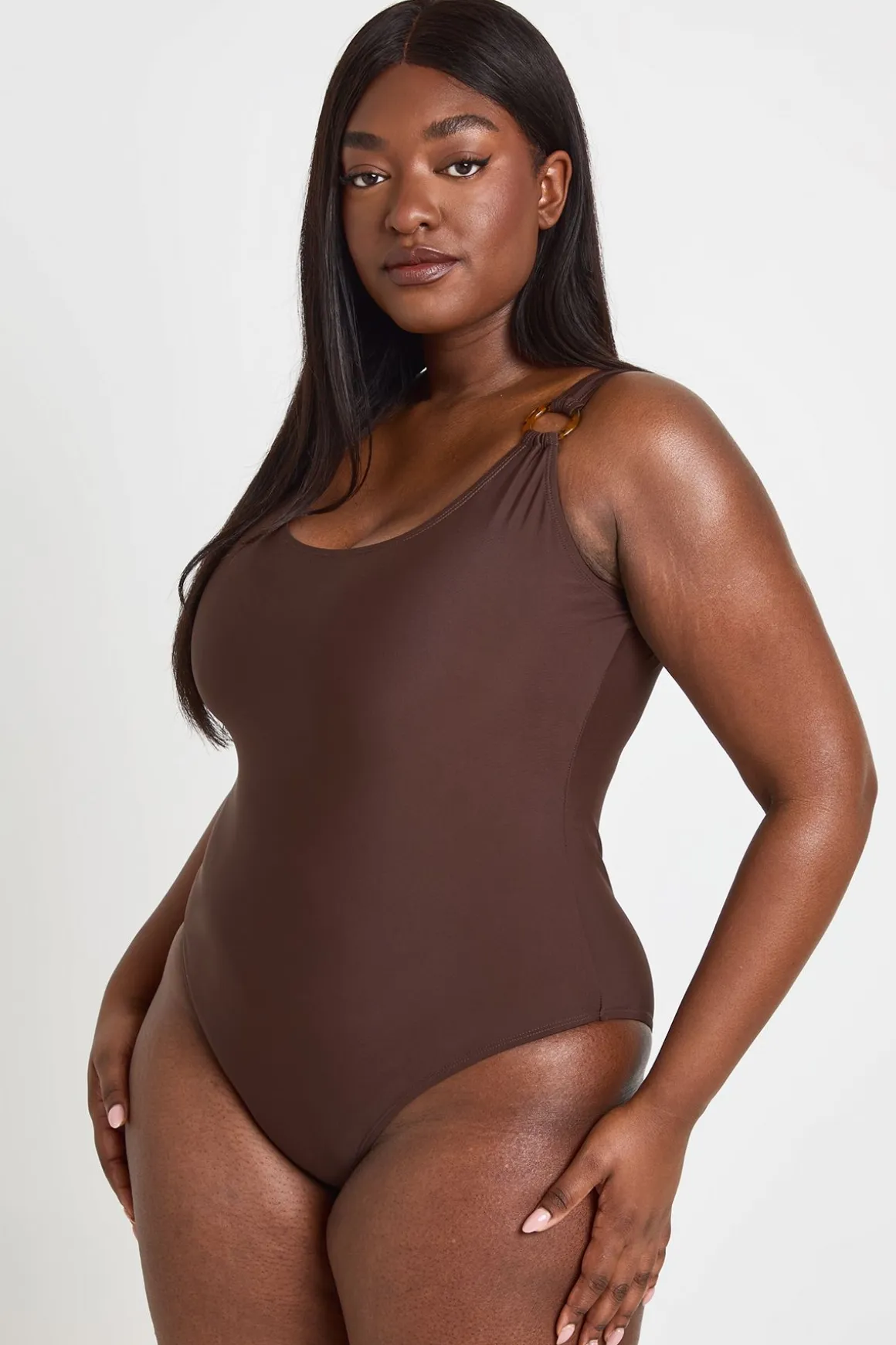Maillot De Bain Grande Taille Encolure Dégagée Avec Détail De Garniture