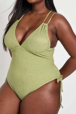 Maillot De Bain Grande Taille À Décolleté Plongeant Texturé