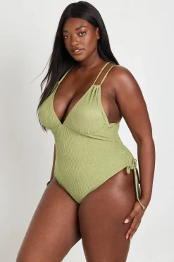 Maillot De Bain Grande Taille À Décolleté Plongeant Texturé