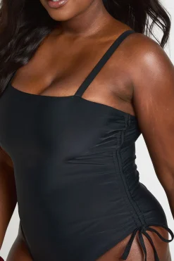Maillot De Bain Grande Taille À Fronces Latérales Et Contrôle Du Ventre