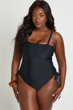 Maillot De Bain Grande Taille À Fronces Latérales Et Contrôle Du Ventre