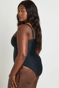 Maillot De Bain Grande Taille À Fronces Latérales Et Contrôle Du Ventre