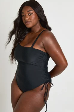 Maillot De Bain Grande Taille À Fronces Latérales Et Contrôle Du Ventre