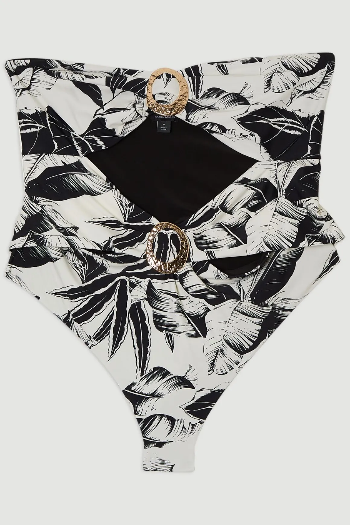 Maillot de bain grande taille échancré en tissu fluide à imprimé palmier