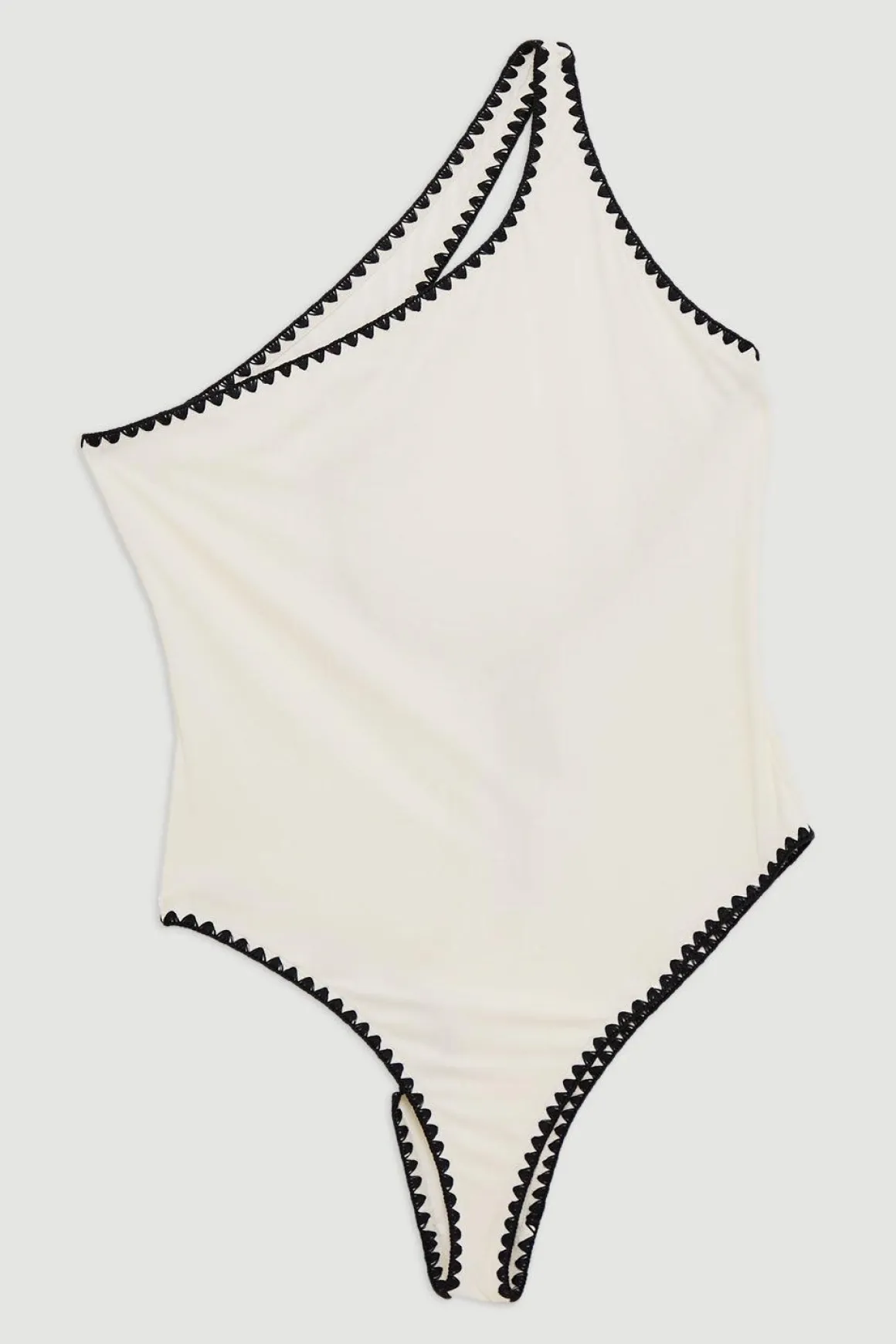 Maillot de bain grande taille à couture contrastante et à une épaule