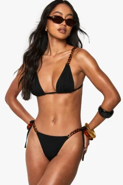 Maillot de bain haut de gamme à bretelles chaîne pailletées, bikini à nouer sur le côté, culotte bikini