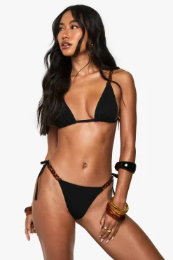 Maillot de bain haut de gamme à bretelles chaîne pailletées, bikini à nouer sur le côté, culotte bikini