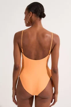 Maillot de bain jambe haute à volants dramatiques et à brides