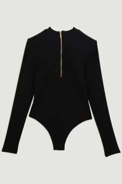 KarenMillen Maillot de bain à manches longues avec zip doré<Femme Maillots De Bain|Tenues De Plage