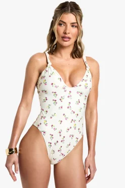 boohoo Maillot de bain à nœud imprimé<Femme Maillots De Bain|Tenues De Plage